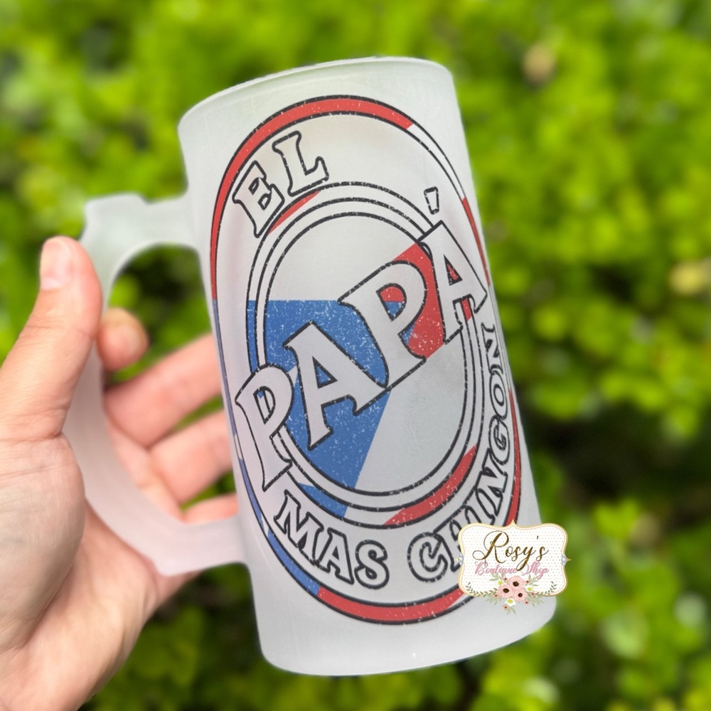 El Papa mas Chingon Puerto Rico Flag 16oz Beer Mug